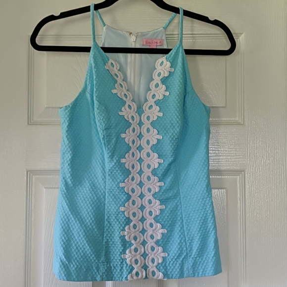 Lilly Pulitzer Tops - Lilly Pulitzer Blue Annabelle Halter Tank Top